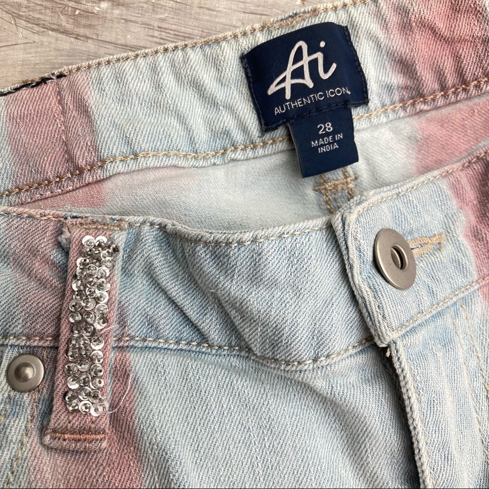 Authentic Icon AI Striped Skinny Jeans 28” - Picture 2 of 10